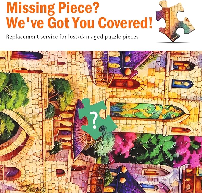 Naturelish Castle Jigsaw Puzzle for Adults 1000 Pieces, Fantasy Art Whimsical Colorful Unique Shaped Puzzle, Challenging Game for Family Activity Home Decor, 20x27 Inches