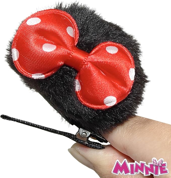 LUV HER Disney Minnie Coin Purse Keychain with Plush Ears – Includes 2 Hair Clips – Girls’ Accessory Set, Great Gift, Party Favor, Ages 3+