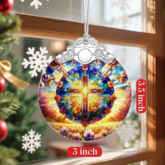 Boho Mandala Cross Ornament, Christian Christmas Ornament, Religious Christmas Decor, Christian Home Decor, Gifts for Christians, Religious Gifts, Spiritual Gift, Easter & Xmas Gift