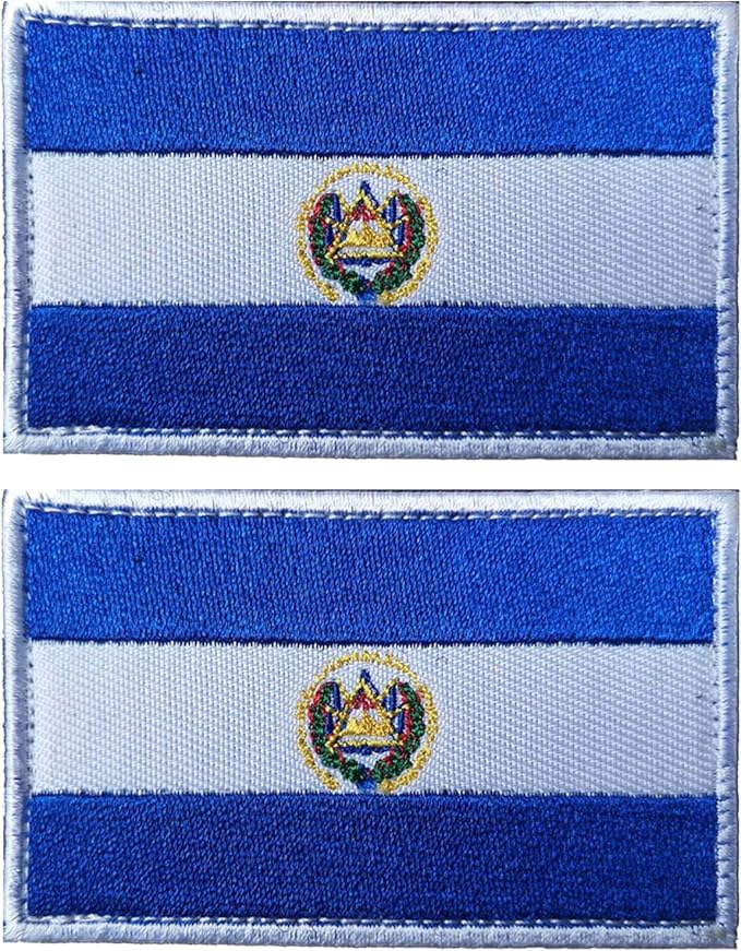 EmWoot 2PCS EI Salvador Flag Patch Embroidered Morale Patch Military Tactical Patches Hook and Loop