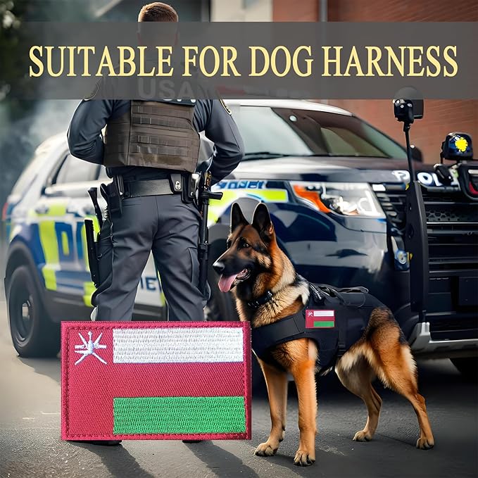 EmWoot 2PCS Oman Flag Patch Embroidered Morale Patch Military Tactical Patches Hook and Loop