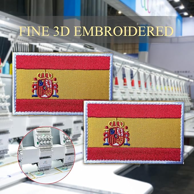 EmWoot 2PCS Spain Flag Patch Embroidered Morale Patch Military Tactical Patches Hook and Loop(01)