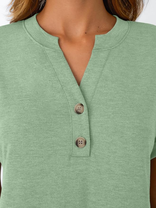 AUTOMET Women's Short Sleeve Shirts Henley Dressy Casual Summer Tops 2026 Spring Fashion Trendy Cute T-Shirts
