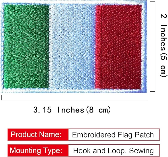 EmWoot 2PCS Italy Flag Patch Embroidered Morale Patch Military Tactical Patches Hook and Loop