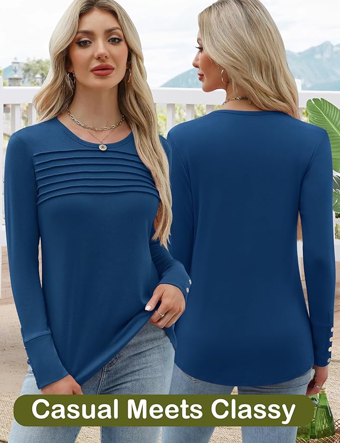 Blouses for Women Dressy Casual Long Sleeve Fall Fashion Tops Trendy Outfits for Work Office Shirts Thicker Clothes