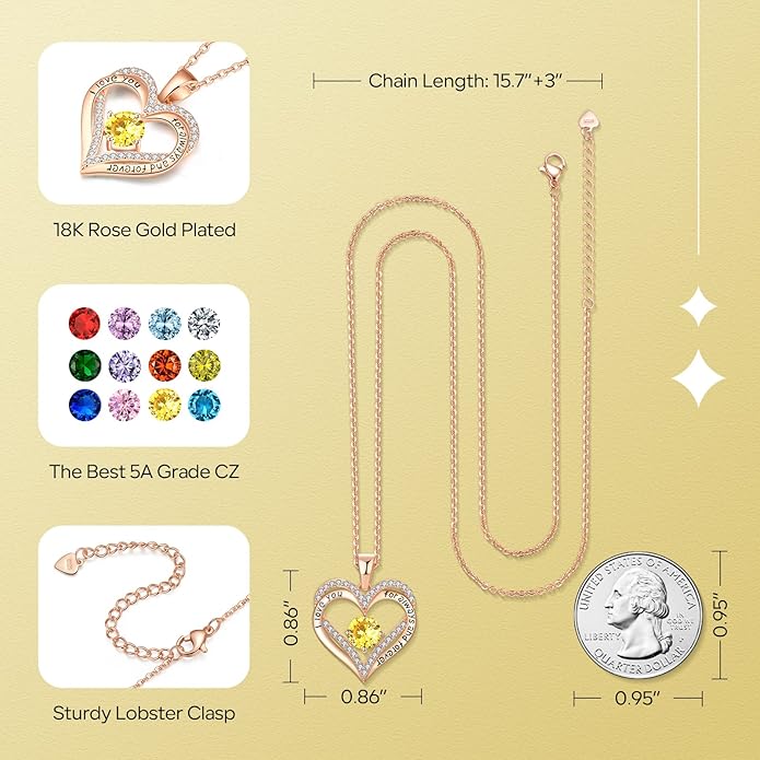 18K Rose Gold Necklaces for Women Birthday Gifts for Women Jewelry for Women Birthday Gifts for Wife Girlfriend Daughter Wife Birthday Gifts for Anniversary Mothers Day Christmas Valentines Gifts