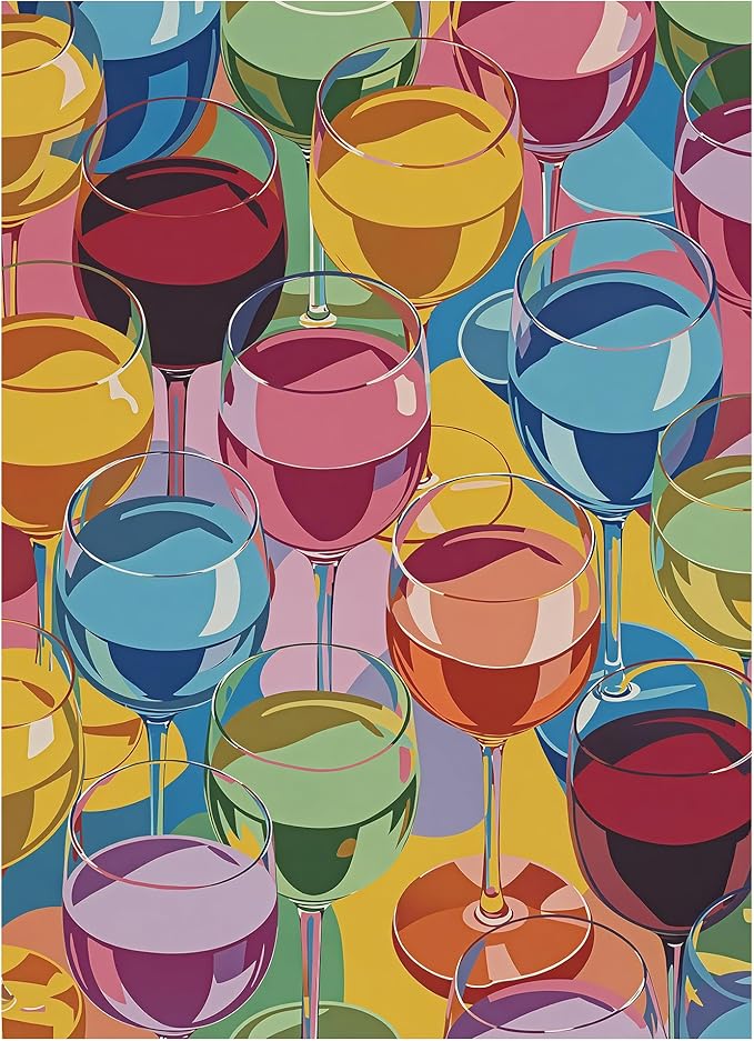 Graphinee Jigsaw Puzzles for Adults 1000 Pieces, Wine Glass Puzzle, Colorful as Home Wall Decor for Family Challenging Games
