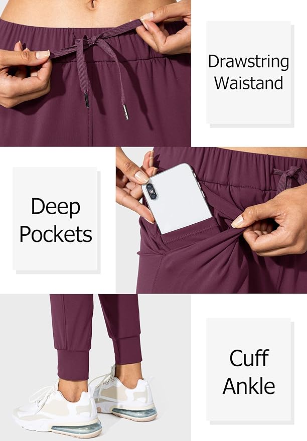 SANTINY Women's Joggers Pants Pockets Drawstring Running Sweatpants for Women Lounge Workout Jogging