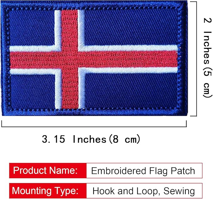 EmWoot 2PCS Iceland Flag Patch Embroidered Morale Patch Military Tactical Patches Hook and Loop