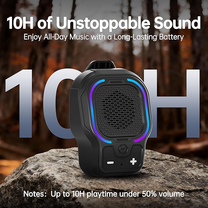 Wearable Bluetooth Speaker, Magnetic Clip-on Wireless Portable Speaker, Mini Loud speaker with 3 Light Modes, 10H Battery, Lightweight, Built-in Mic for Hands-Free Music Calls Outdoor Work, Ideal Gift