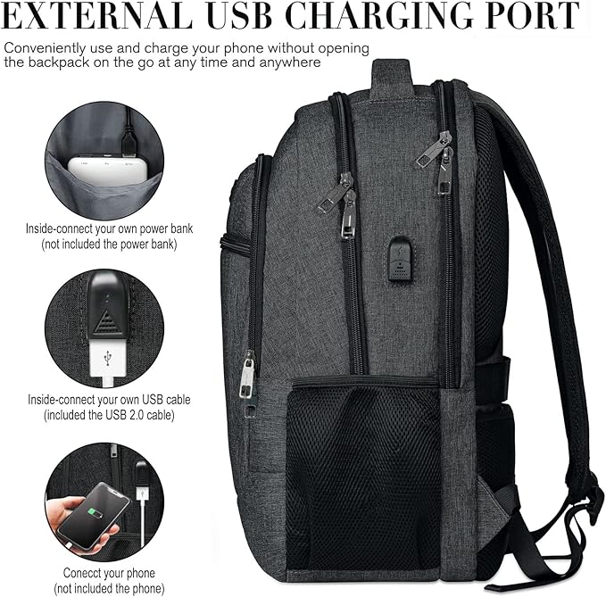 Travel Laptop Backpack, 17 Inch Extra Large School Backpacks for Teen Boys and Girls, Black Water Resistant Women Back Pack, Business Men Sturdy Computer Bag with USB Charging Port, Gifts