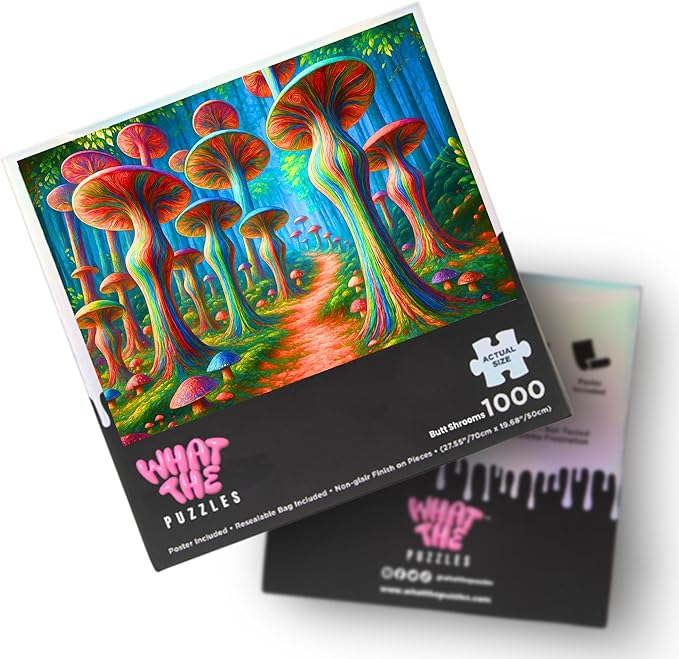 What The Puzzles - Challenging Jigsaw Puzzles 1000 Pieces, Difficult Brain Teaser Puzzles for Adults (Mushroom)