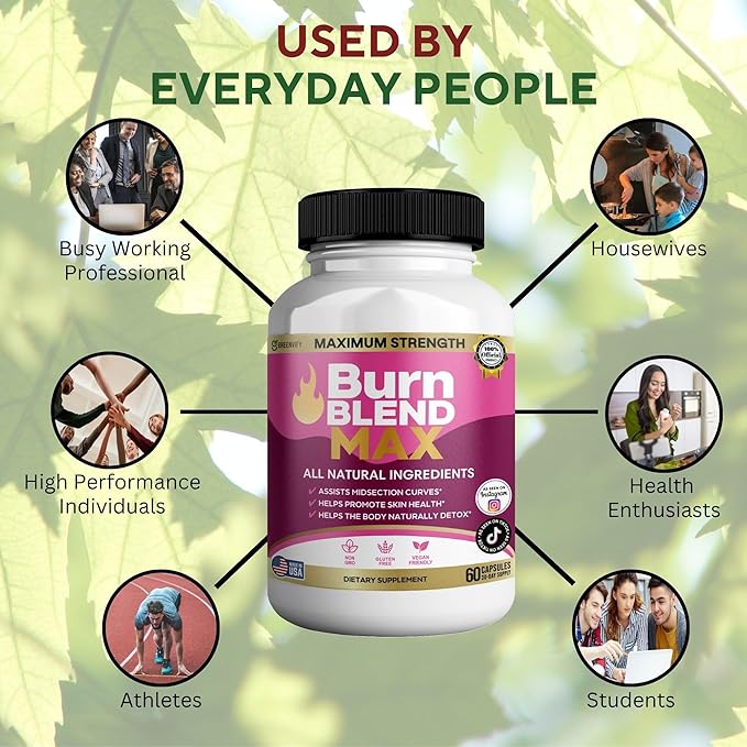 Burn Blend Max Natural Supplement, 60 Capsules, All Natural Ingredients, Vegan Friendly, Gluten Free, 30-Day Supply (2)