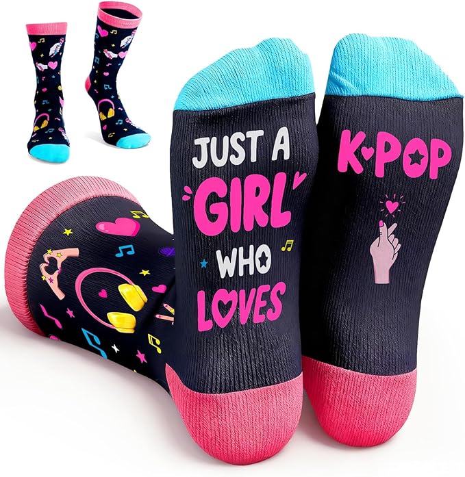TI-EDC Kpop Socks, K-Pop Merch, Korean Drama Gifts, Christmas Stocking Stuffer, Music Gifts for Women - K Pop Singing Socks for Teen Girls Singers Kpop Fans Lovers, Valentines Day Ideas