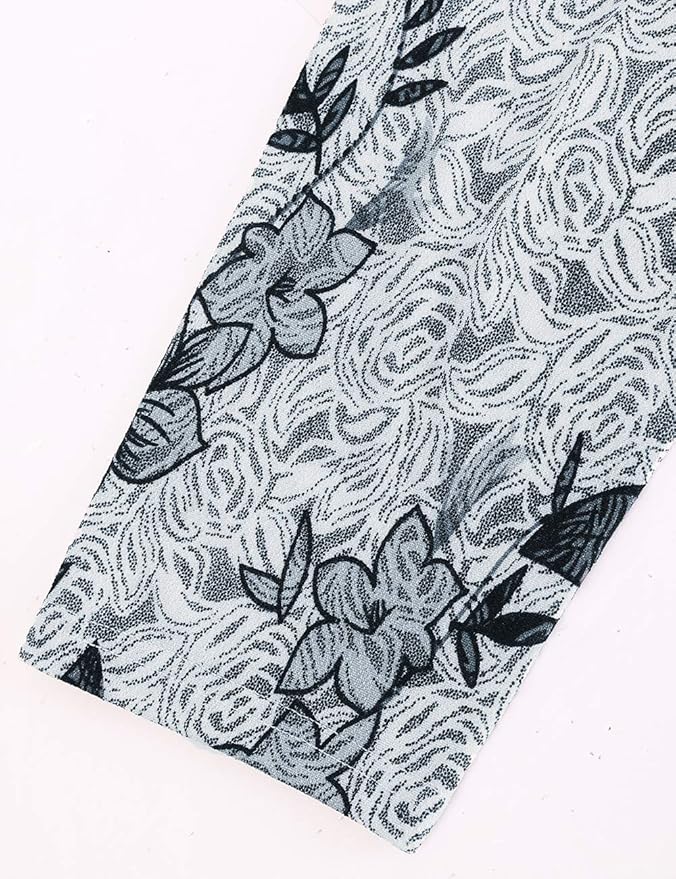 BAISHENGGT 3/4 Sleeve Tops for Women Notch V Neck Floral Work Blouses Dressy Casual Loose Fit Going Out Tunic Tops