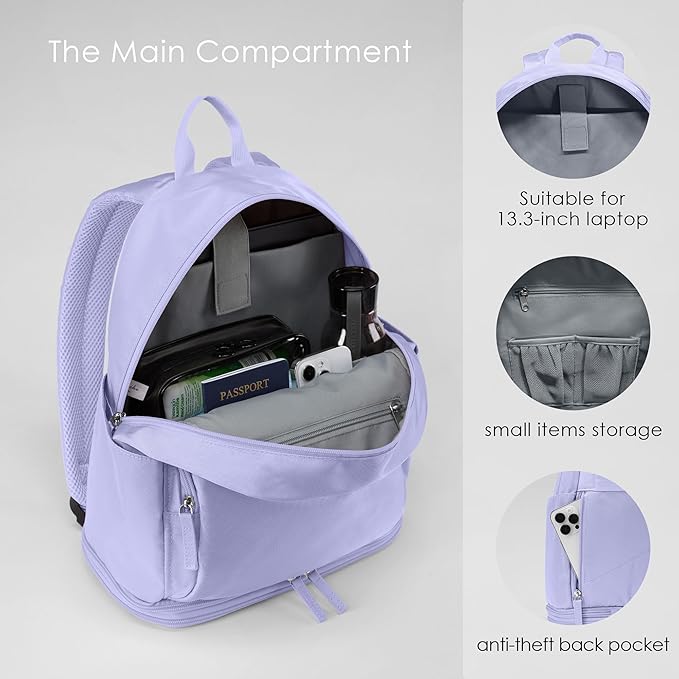 Gym Backpack for Women Men, Lightweight Gym Bag with Shoe Compartment, Waterproof Workout Backpack with Wet Pocket