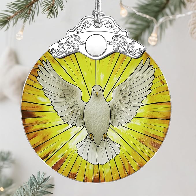 Stained Glass Dove Ornament: Christian Christmas Ornament, Christmas Tree Ornament, Religious Home Decor, Gifts for Christian, Religious Gifts, Gift Exchange, Gift Idea