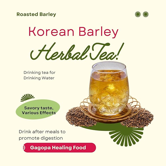 GAGOPA Roasted Barley Tea – 100% Korean Grain Tea, Smooth Nutty Flavor, Caffeine-Free Herbal Drink, Hot or Iced, 450g Bulk Pack