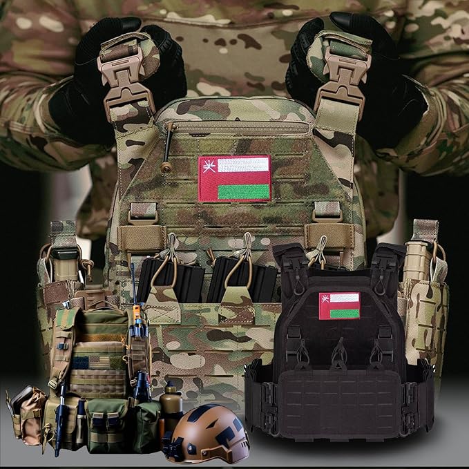 EmWoot 2PCS Oman Flag Patch Embroidered Morale Patch Military Tactical Patches Hook and Loop