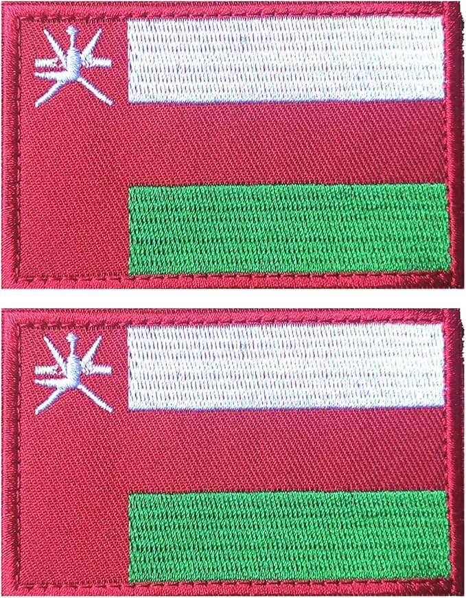 EmWoot 2PCS Oman Flag Patch Embroidered Morale Patch Military Tactical Patches Hook and Loop