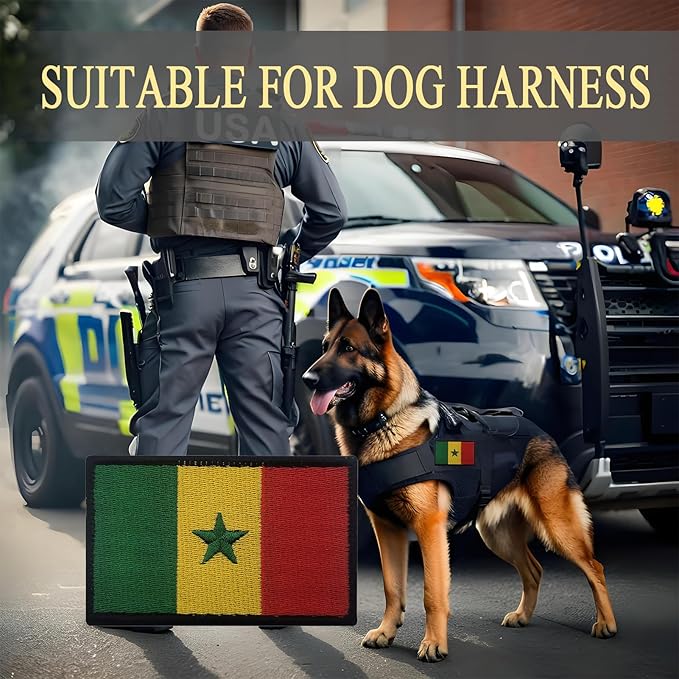 EmWoot 2PCS Senegal Flag Patch Embroidered Morale Patch Military Tactical Patches Hook and Loop