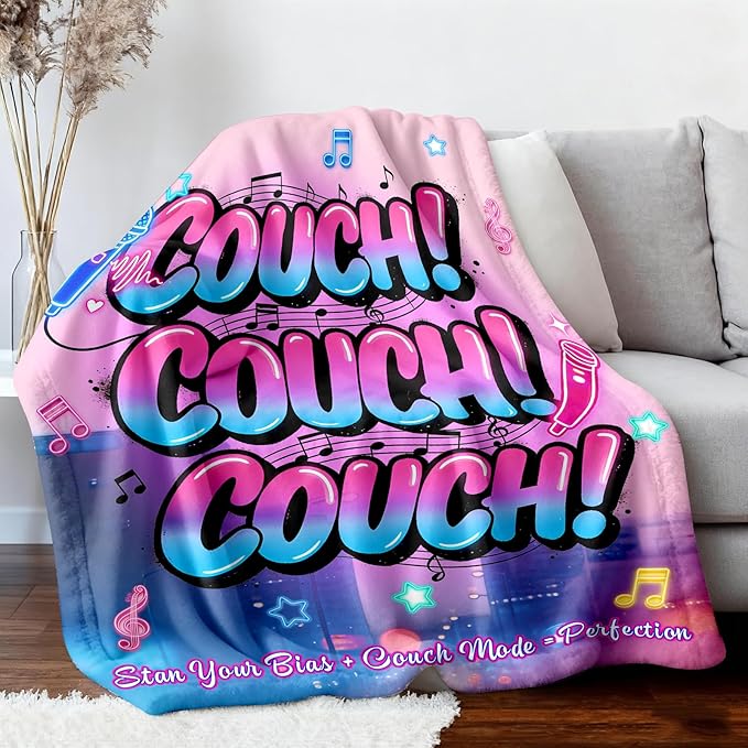 Kpop Couch! Couch! Couch! Gifts Blanket - Ultra-Soft Plush Throw Blanket for Adult, Teen Girls, Music Gifts for Women Friends K-Pop Lovers Merch Stuff, Christmas Birthday Gifts (Pink, 80''x60'')
