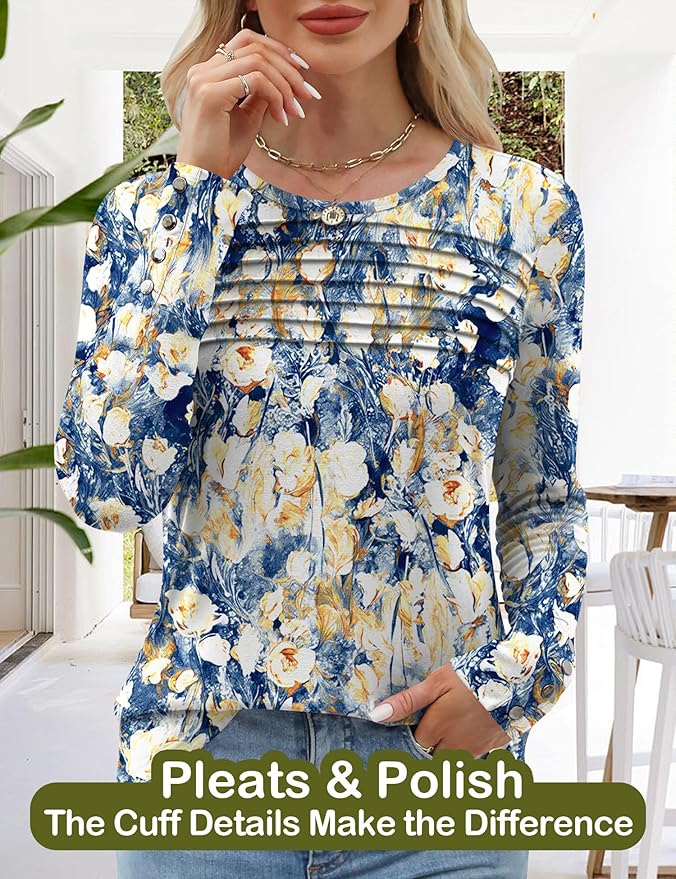 Blouses for Women Dressy Casual Long Sleeve Fall Fashion Tops Trendy Outfits for Work Office Shirts Thicker Clothes