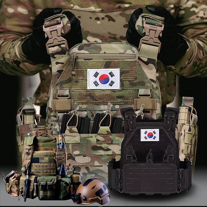 EmWoot 2PCS South Korea Flag Patch Embroidered Morale Patch Military Tactical Patches Hook and Loop