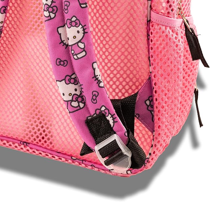 Sanrio Hello Kitty Backpack for Kids | Hello Kitty Bookbag for Girls, Boys, Unisex | Toddler Travel Bag, Mesh Cordura Lightweight Backpack | Ages 3+
