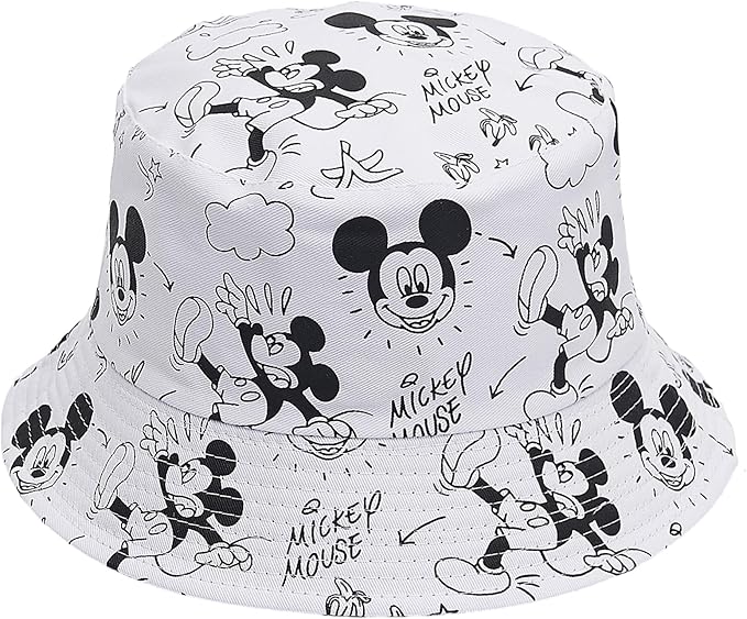 Cute Cartoon Bucket Hats for Women, Mouse Ears Print Double-Side-Wear Beach Fisherman Hats Sun Hats for Women