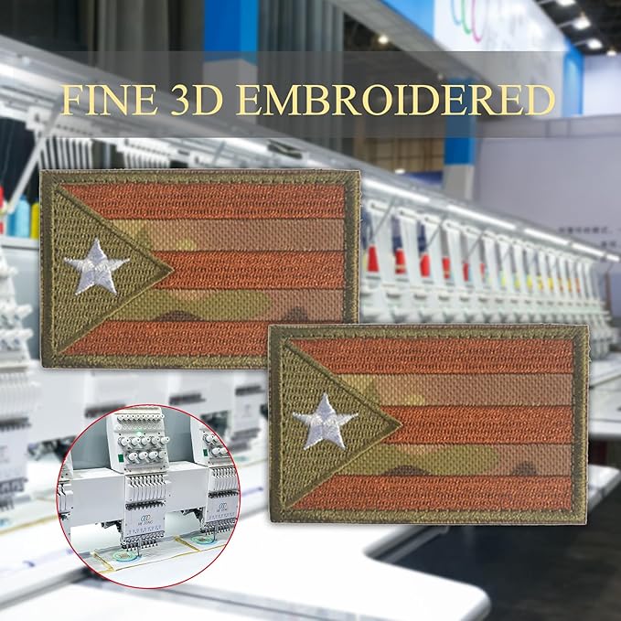 EmWoot 2PCS Puerto Rico Flag Patch Embroidered Morale Patch Military Tactical Patches Hook and Loop(CP)
