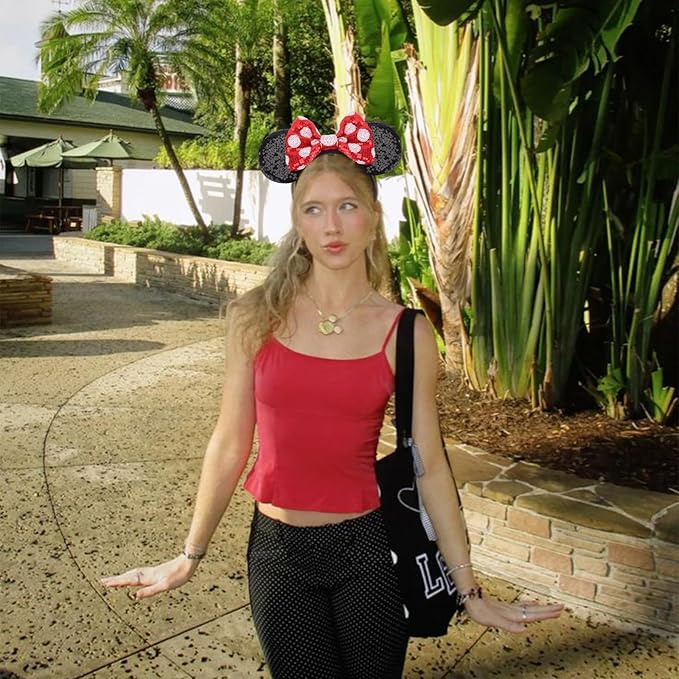 DRESHOW Mouse Ears Bow Headbands Glitter Party Decoration Cosplay Costume for Women
