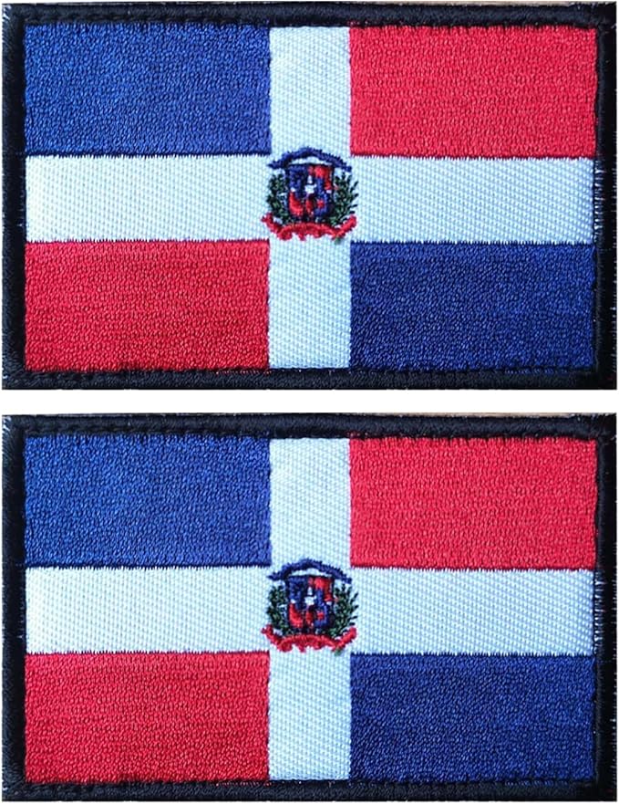 EmWoot 2PCS Dominican Flag Patch Embroidered Morale Patch Military Tactical Patches Hook and Loop