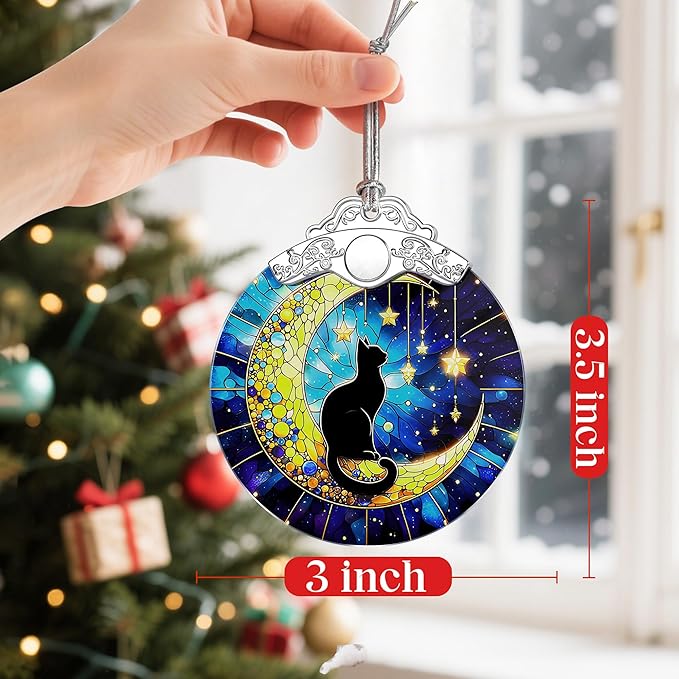 Black Cat Christmas Ornaments: Christmas Tree Ornaments, Holiday Decor Gift, Stocking Stuffers, Gift Ideas, Xmas Gifts & Gifts for Cat Lover