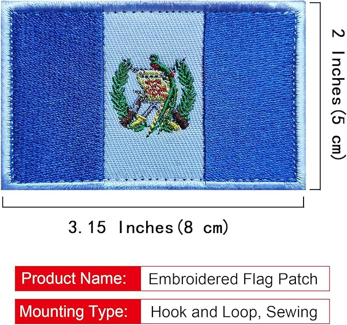 EmWoot 2PCS Guatemala Flag Patch Embroidered Morale Patch Military Tactical Patches Hook and Loop