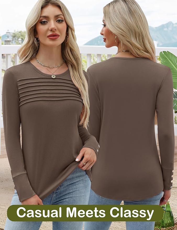 Blouses for Women Dressy Casual Long Sleeve Fall Fashion Tops Trendy Outfits for Work Office Shirts Thicker Clothes