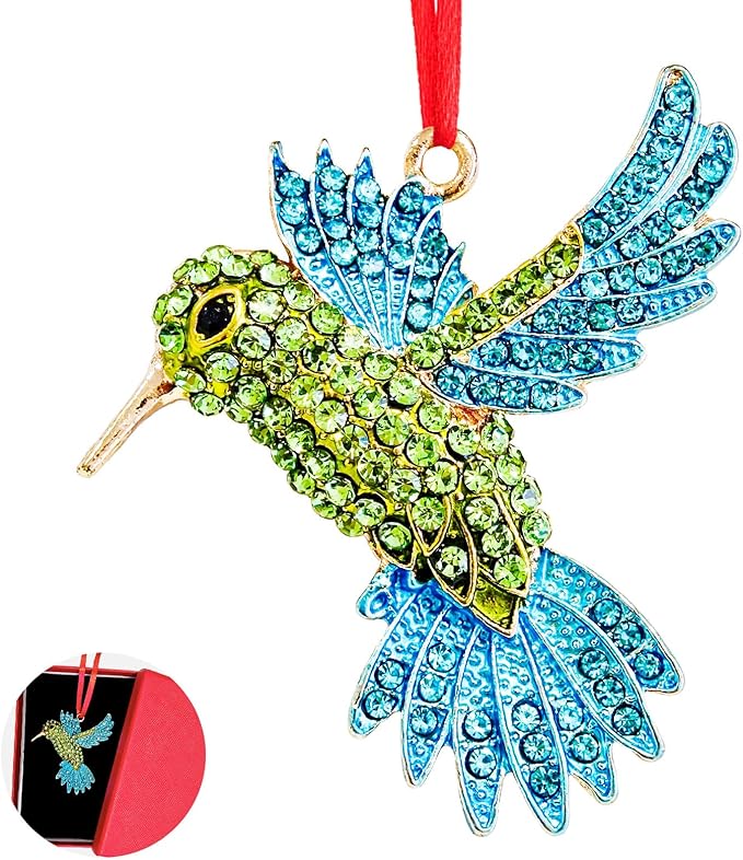 Ushinemi Hummingbird Ornaments for Christmas Tree, Hanging Hummingbird Ornament Xmas Tree Decor, Sparkles Keepsake Gifts for Mom Grandma Women Girls Sisters