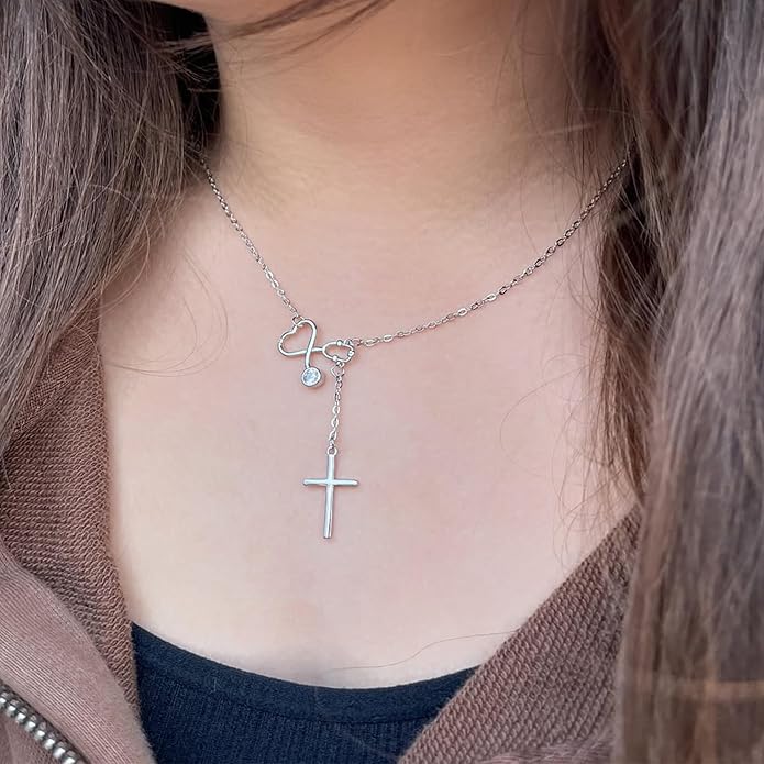 SmileBelle Nurse Gifts for Women, Nurse Necklace as Nursing Appreciation Practitioner Gifts for Nurses Female, Nursing School Stainless Steel Medical Assistant as Accessories for Work Woman New Nurses