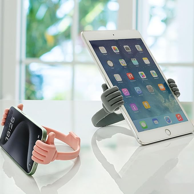 Honsky Thumbs-up Cell Phone Stand Holder, Tablet Stand Cradle for Desk Desktop Smartphone Cellphone Mobile Phone Tablets - Universal Adjustable Flexible - Pink