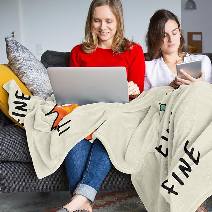 Emotional Support Dumpster Fire, Funny Blanket 60x50in Gifts for Women/Men, Funny Office Gifts for Coworkers, It’s Fine I’m Fine Everything’s Fine, Funny Gifts for Anyone Soft Throw
