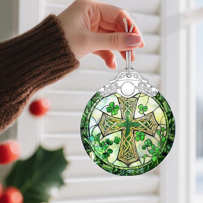 Stained Glass Cross Ornament, Christmas Ornaments, Christmas Decorations for Tree, Holiday Ornament, Religious Gifts, Cross Gifts, Gift Ideas & Christian Gift