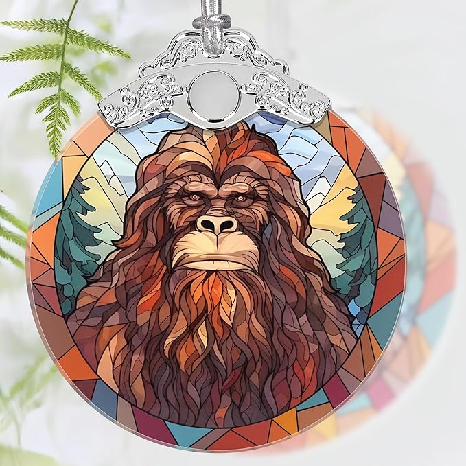 Christmas Ornament, 2025 Ornaments for Christmas Tree, Stained Glass Hanging Ornament, Holiday Ornaments, Unique Gift Idea - Sasquatch