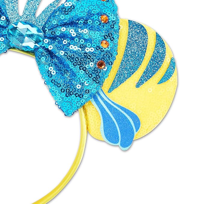 HAMUTH Mouse Ear, Mouse Ear Headband for Women Girls Adult, Sequin Bow Hair Band for Party Trip Parks Costume Cosplay Essentials