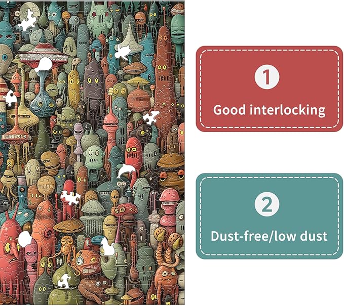 Naturelish Dense Monster Jigsaw Puzzles for Adults 1000 Pieces, Brain Challenging Shaped Puzzle for Game Night, Family, Friends, Puzzle Size is 26.6 x 19.2