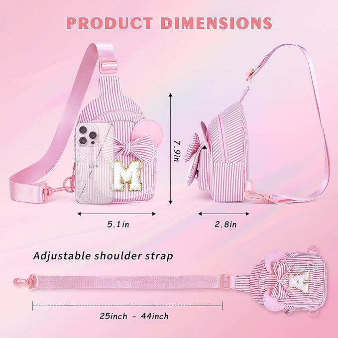 QLOVEA Small Sling Bag - Birthday Gifts for 3 4 5 6 7 8 9 Year Old Girls, Birthday Gifts for Girl Daughter Sister, Initial Cross Body Bags for Girls Sling Bag Purse for Kids(Blue E)