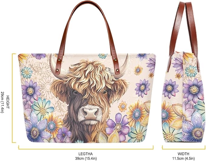 Womens Zip Up Tote Handbag Daisy Print Large Capacity Tote Purse Handbag Big Tote Bag Purse For Work Laptop