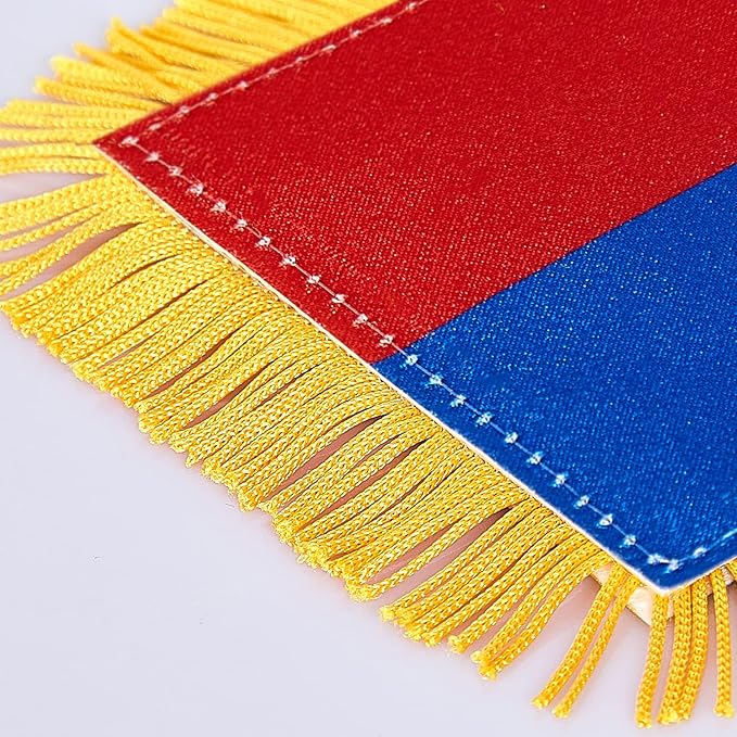 ZXvZYT 3 X 5 Inch Philippines Philippine Window Hanging Flag Filipino Small Mini Car Flags Banners Rearview Mirror Decoration - with Suction Cup & Golden Fringy Banner(2 Pack)