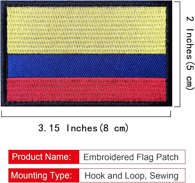 EmWoot 2PCS Colombia Flag Patch Embroidered Morale Patch Military Tactical Patches Hook and Loop