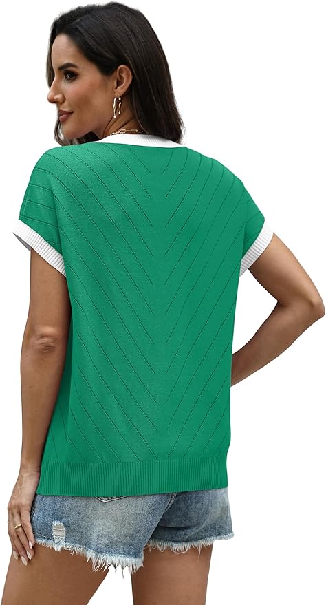 WIHOLL Short Sleeve Sweater for Women Summer Tops 2026 Business Casual Outfits Beach Vacation Clothes
