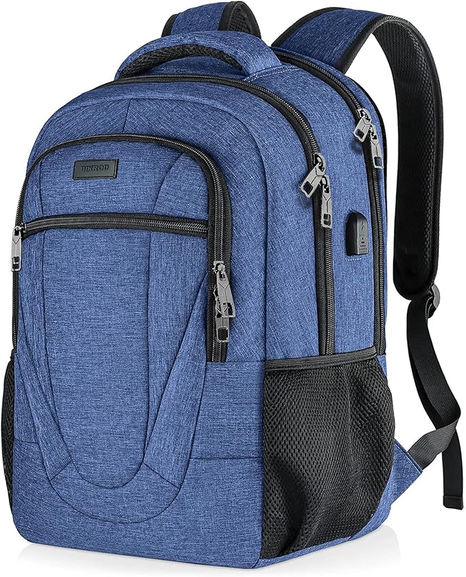 Backpack for Women and Men, Extra Large School Backpacks for Teens, Water Resistant Back Pack with USB Charging Port Fits 17 Inch Laptop, Business Anti Theft Sturdy Computer Bag Gifts, Blue